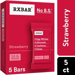 RXBAR Protein Bars, 12g Protein, Gluten Free Snacks, Strawberry, 9.1oz Box, 5 Bars
