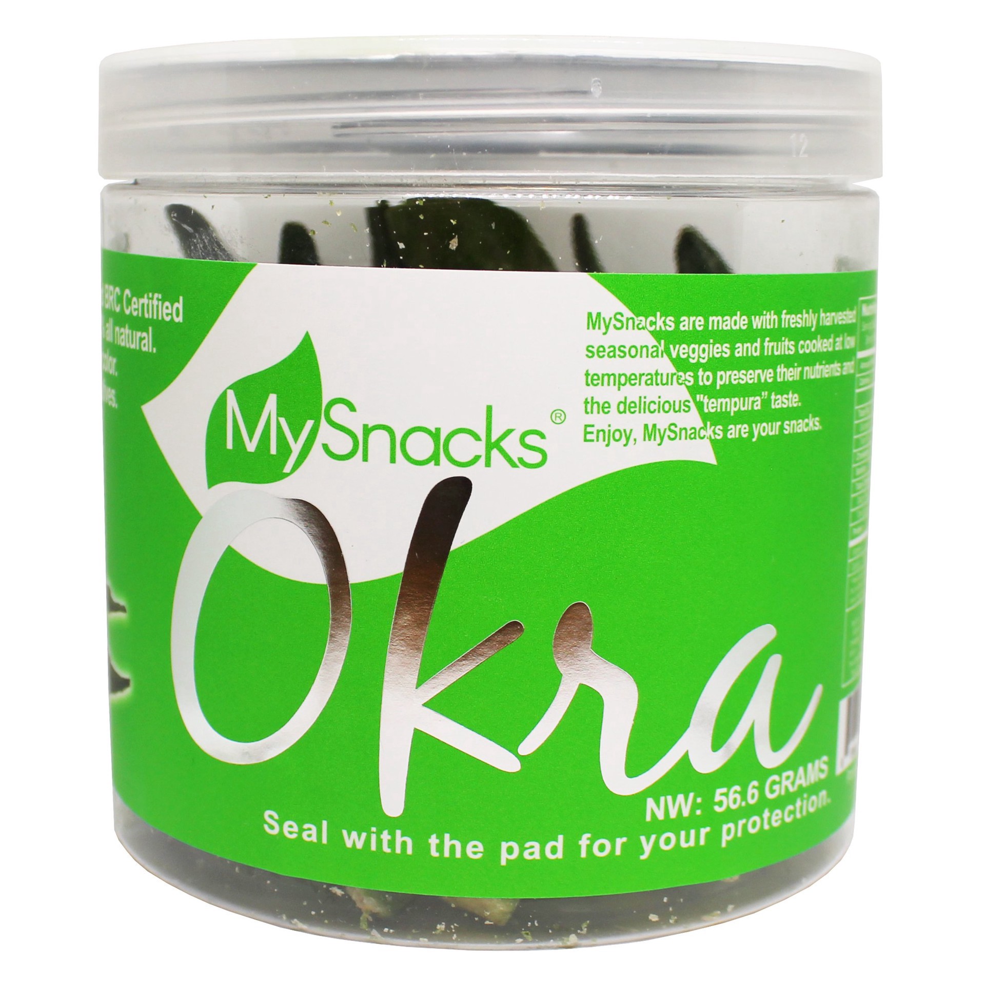 slide 1 of 1, MySnacks Okra, 56.6 gram