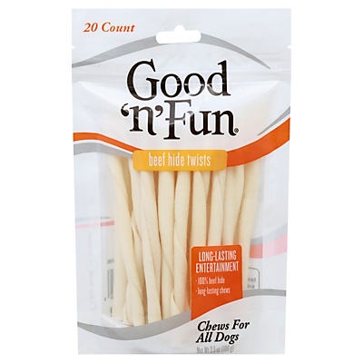 slide 1 of 1, Healthy Hide Good 'n' Fun Beef Hide Twists Dog Treats, 20 ct