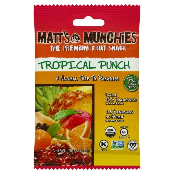 slide 1 of 1, Matt's Munchies Matts Tropical Punch Fruit Snacks, 0.9 oz