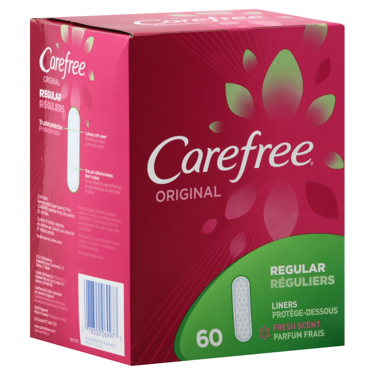 slide 2 of 8, Carefree Original Thin Panty Liners, Comfortable Daily Feminine Care Protection, Regular, 60 Count, 60 ct