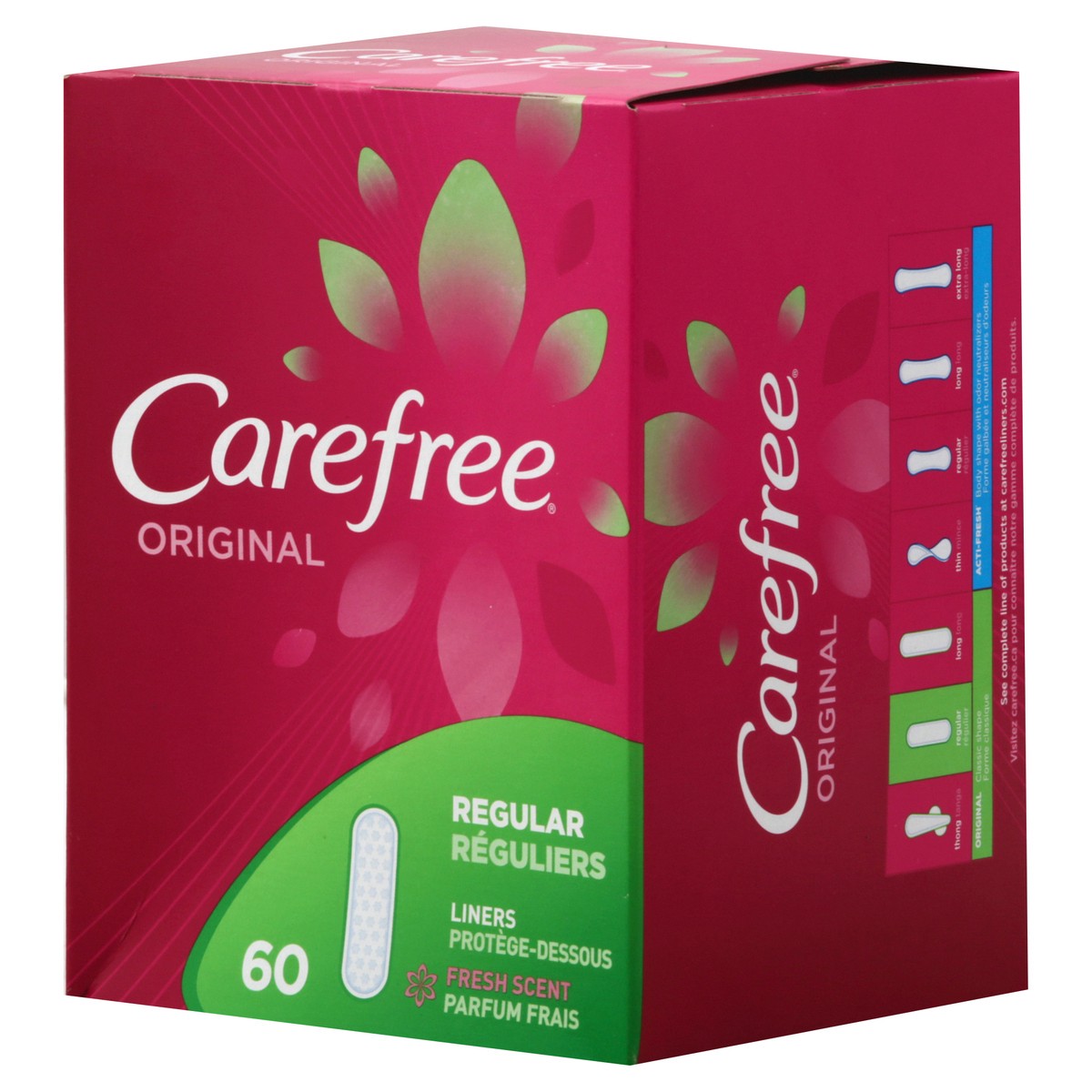 slide 3 of 8, Carefree Original Thin Panty Liners, Comfortable Daily Feminine Care Protection, Regular, 60 Count, 60 ct