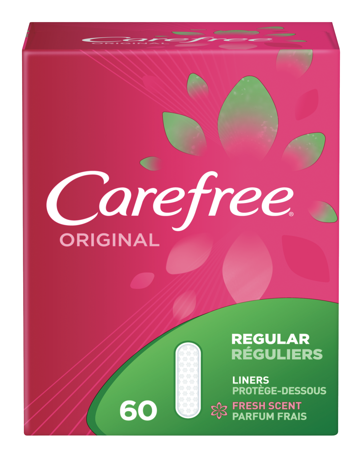 slide 1 of 8, Carefree Original Thin Panty Liners, Comfortable Daily Feminine Care Protection, Regular, 60 Count, 60 ct