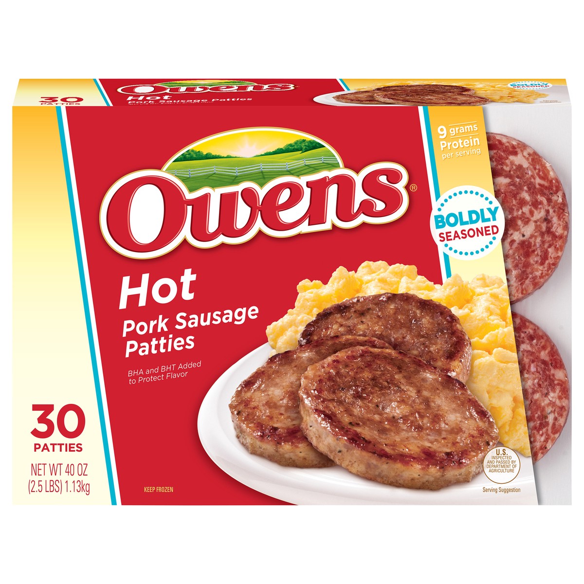 slide 4 of 14, Owens Hot Pork Sausage Patties 30 Each, 30 ct