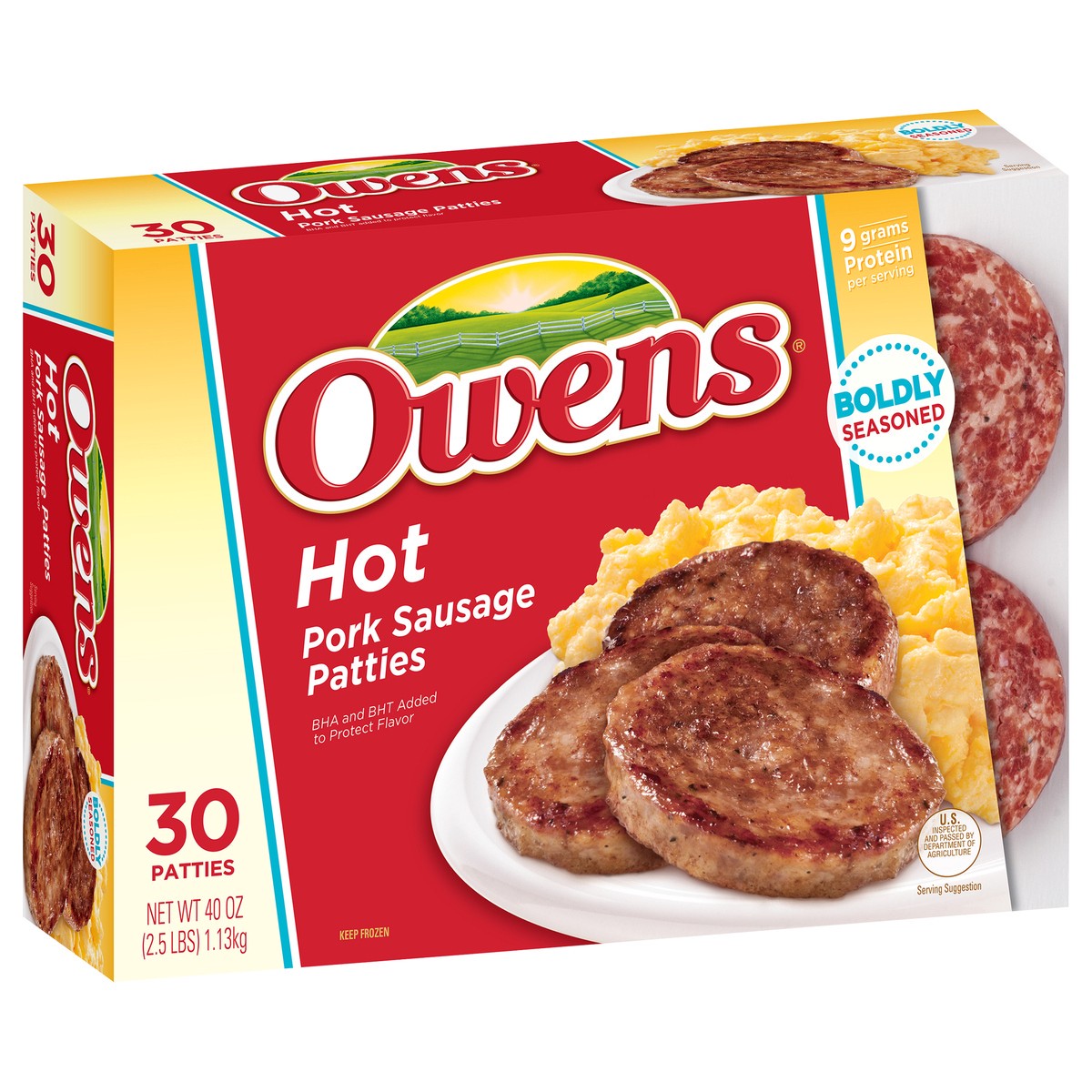 slide 7 of 14, Owens Hot Pork Sausage Patties 30 Each, 30 ct