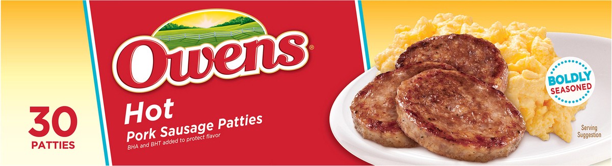 slide 9 of 14, Owens Hot Pork Sausage Patties 30 Each, 30 ct