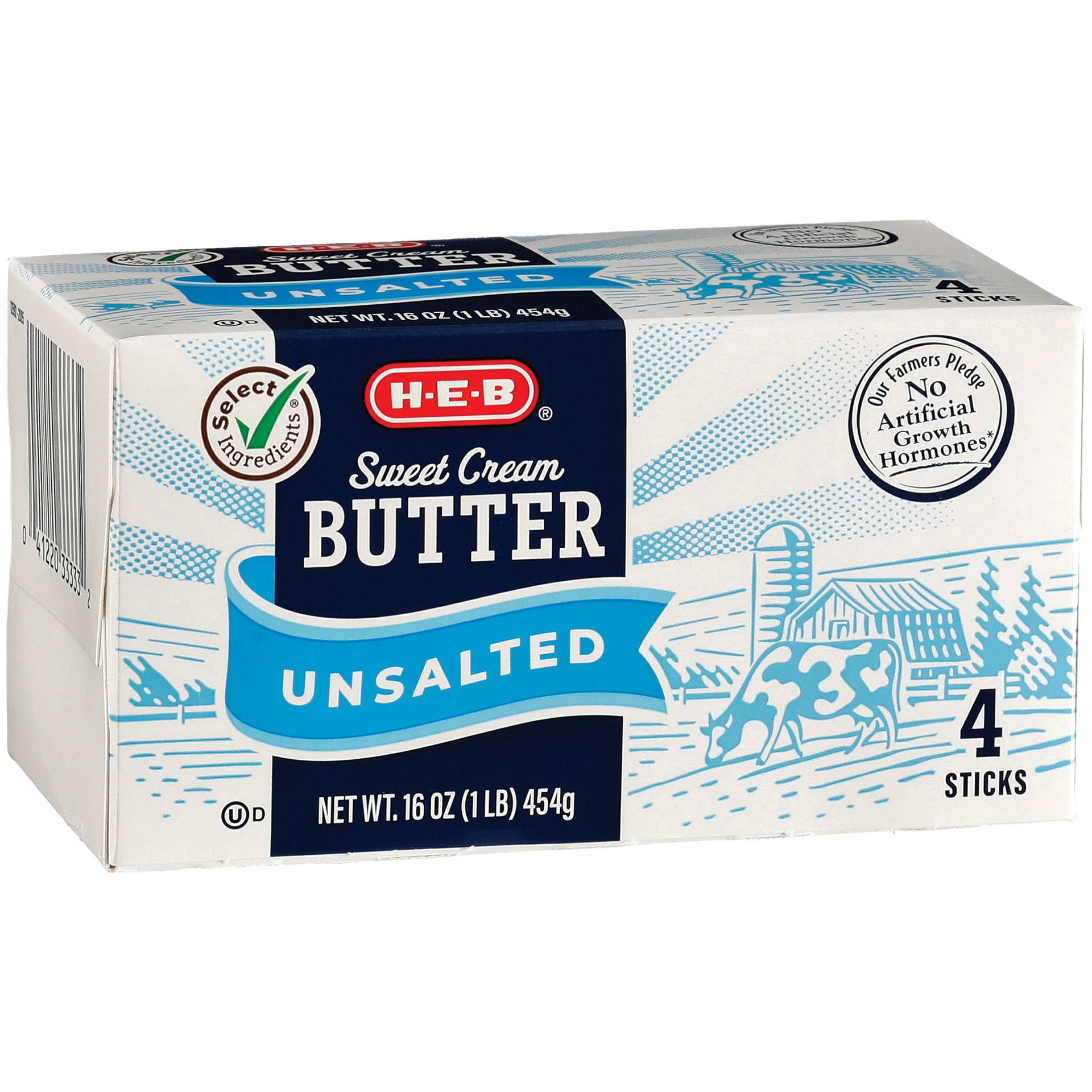 slide 1 of 1, H-E-B Sweet Cream Unsalted Butter, 16 oz