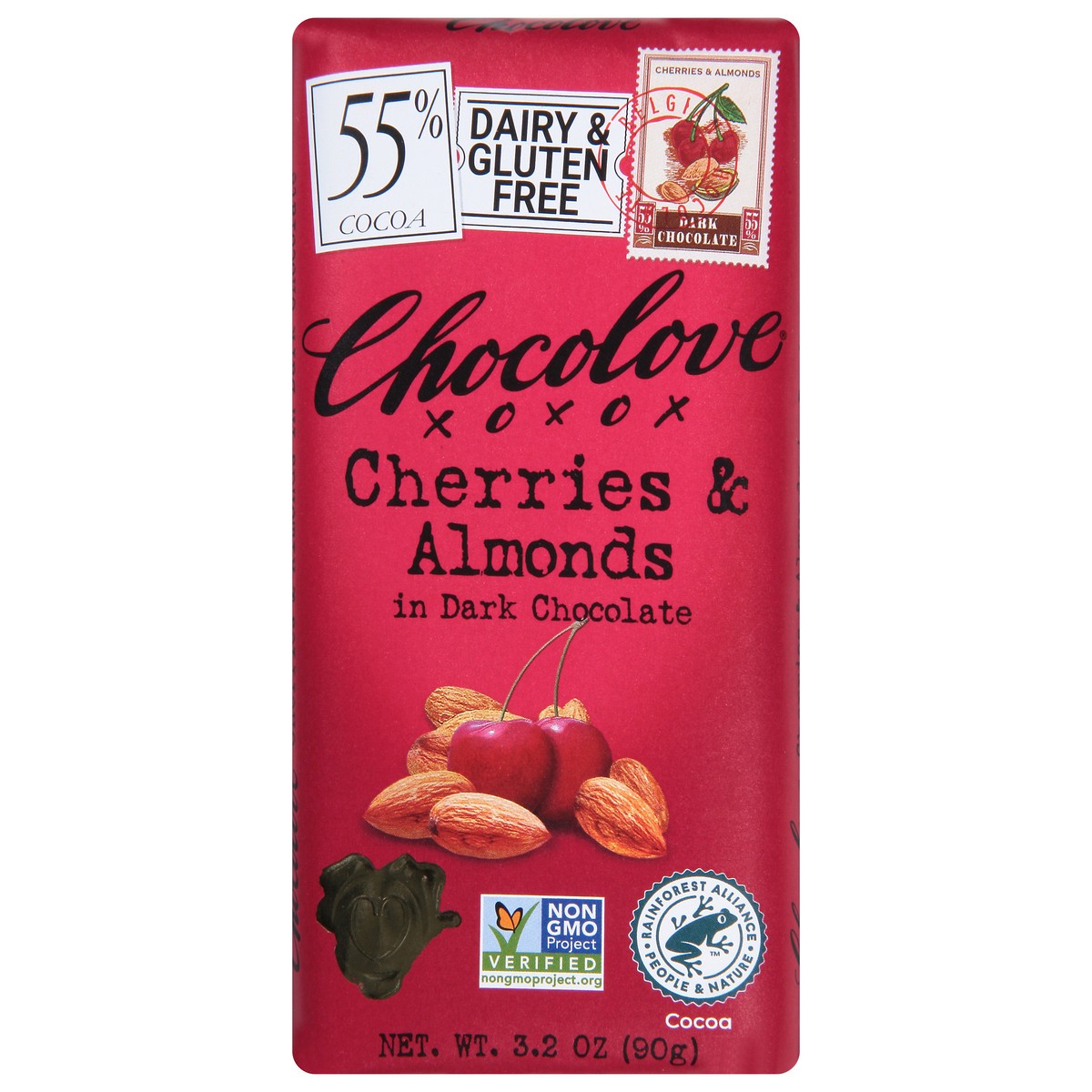 slide 1 of 2, Chocolove Cherries & Almonds In Dark Chocolate, 3.2 oz