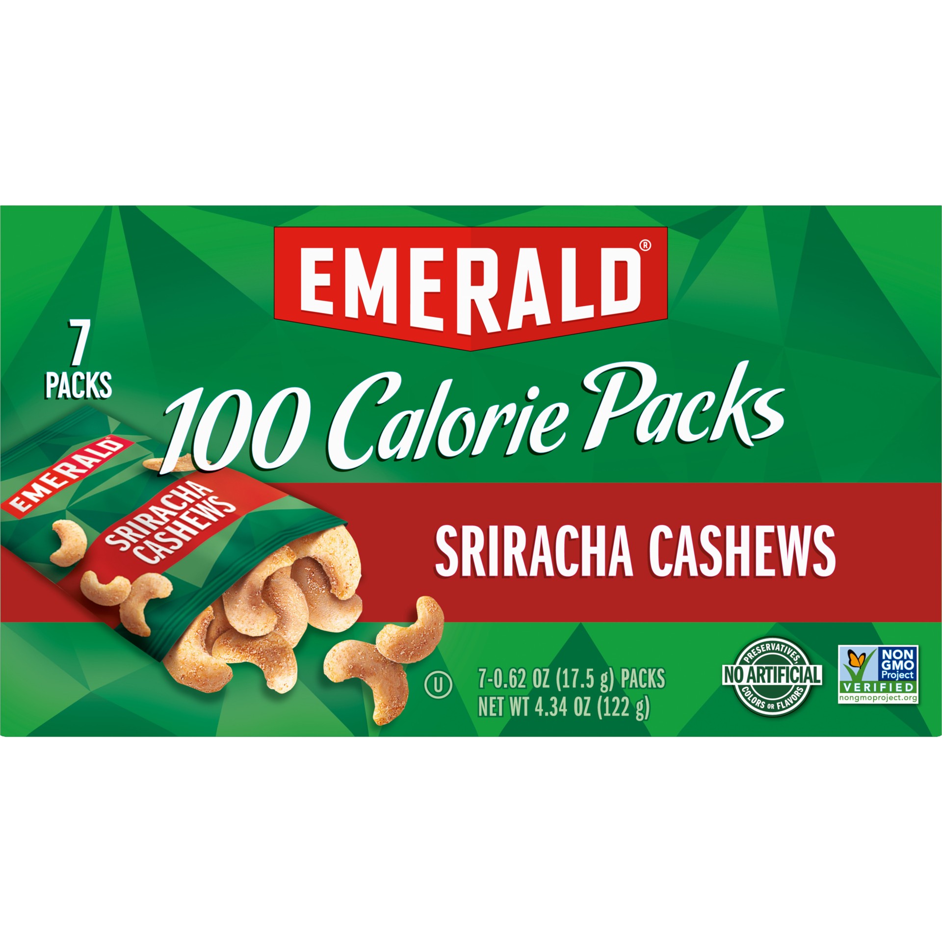 slide 3 of 5, Emerald Nuts Sriracha Cashews, 100 Calorie Packs, 7 Ct, 4.34 oz