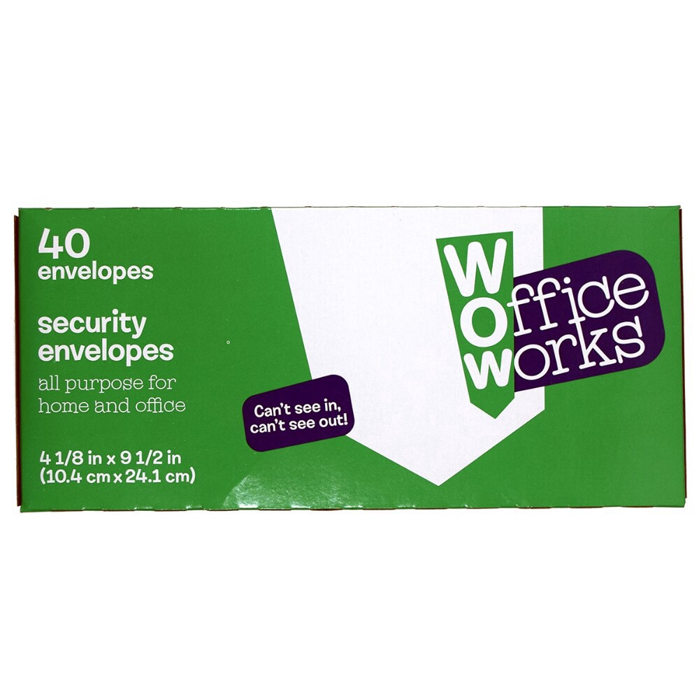 slide 2 of 2, Office Works Security Envelopes White, 40 ct