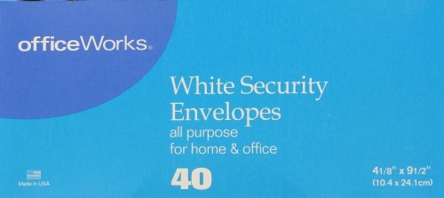 slide 1 of 1, Office Works Security Envelopes White, 40 ct