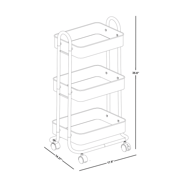 slide 2 of 4, Realspace Mobile 3-Tier Storage Cart, 35-5/8""H X 17-15/16""W X 14-5/16""D, Light Blue, 1 ct