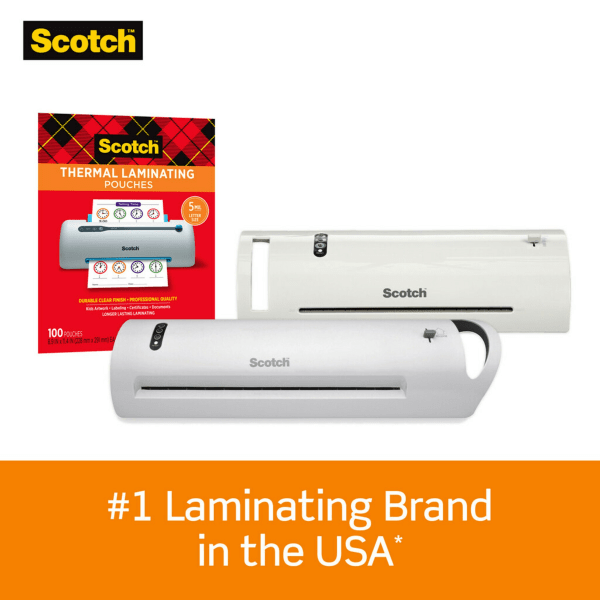 slide 5 of 6, Scotch Thermal Laminator Tl1302Xvp, 13"" Width, 5 Mil Thicknes, 1 Thermal Laminator With 20 Letter Size Pouches, 1 ct