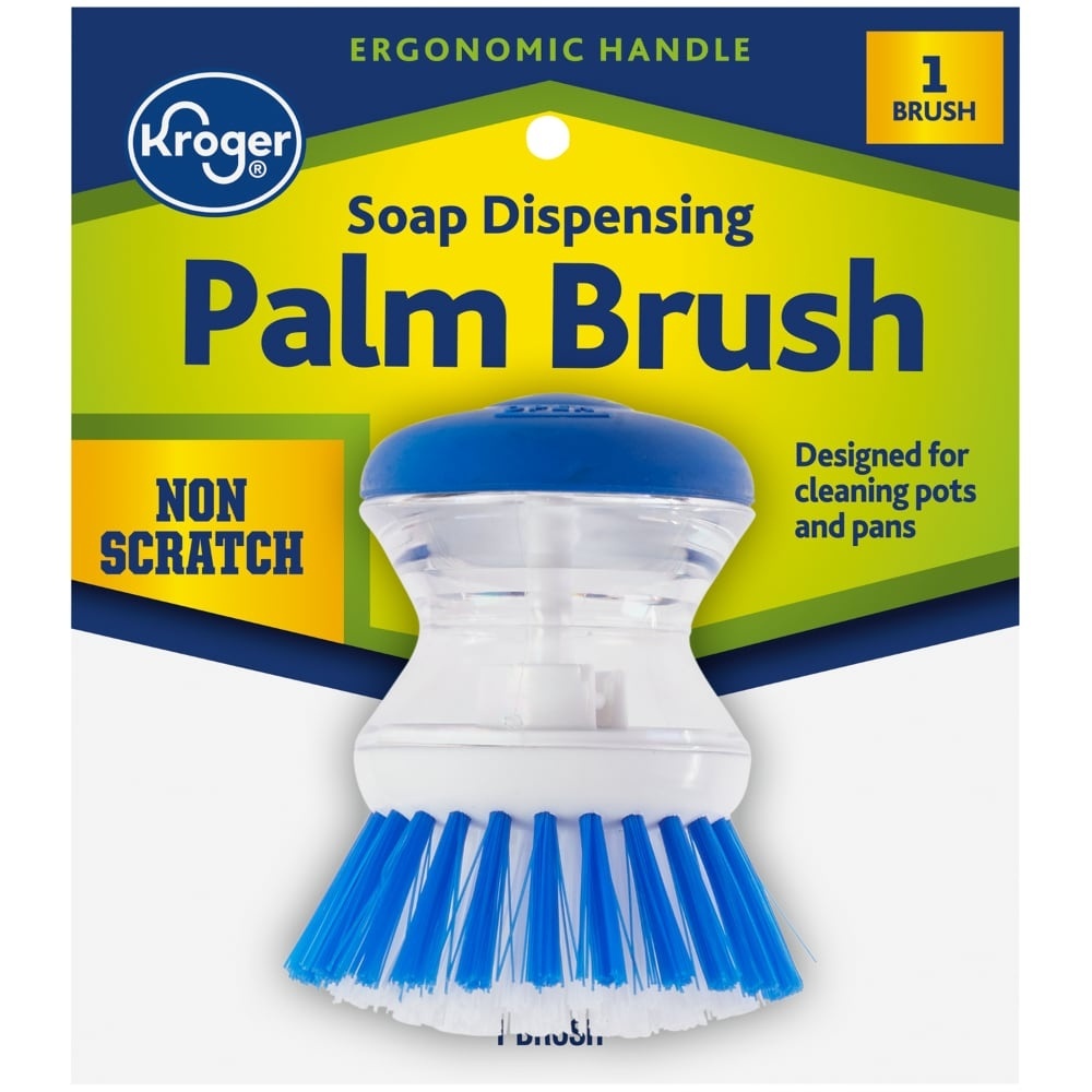 slide 1 of 1, Kroger Home Sense Soap Dispensing Palm Brush - Blue/White, 1 ct