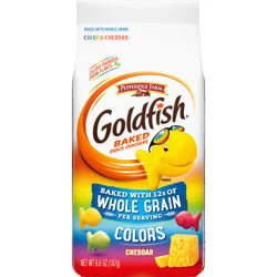 Pepperidge Farm Goldfish Baked with Whole Grain Colors Cheddar Crackers, 6.6 oz Bag