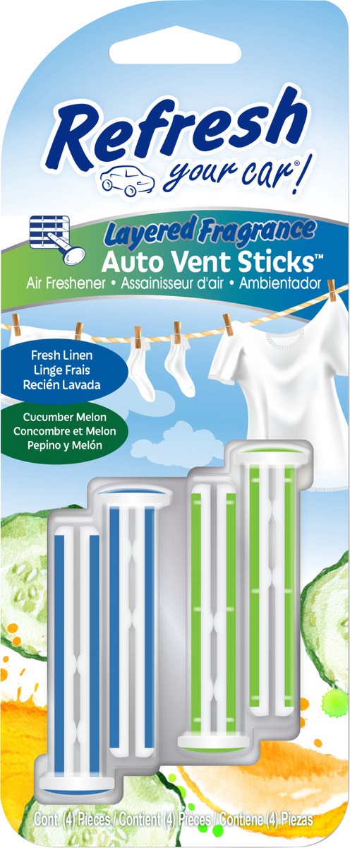 slide 3 of 3, Refresh Your Car! Air Freshener (Cucumber Melon / Fresh Linen Scent, 4 Pack), 4 ct