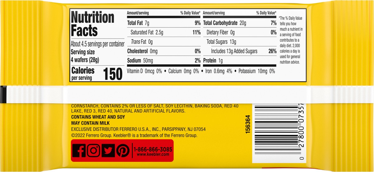slide 8 of 13, Keebler Sugar Wafers 07357 156364 Strawberry Sugar Wafer King Size OW Everyday 4.4oz, 4.4 oz