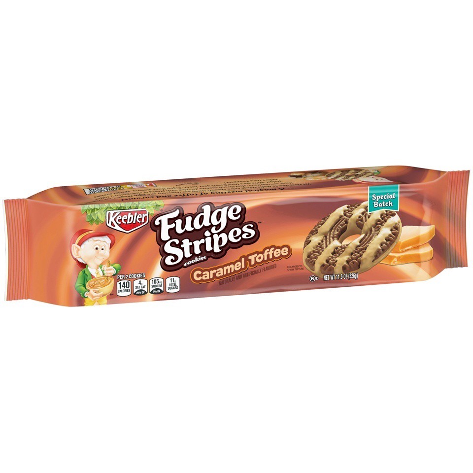slide 2 of 7, Keebler Fudge Shoppe Cookies Fudge Stripes Caramel Toffee, 11.5 oz