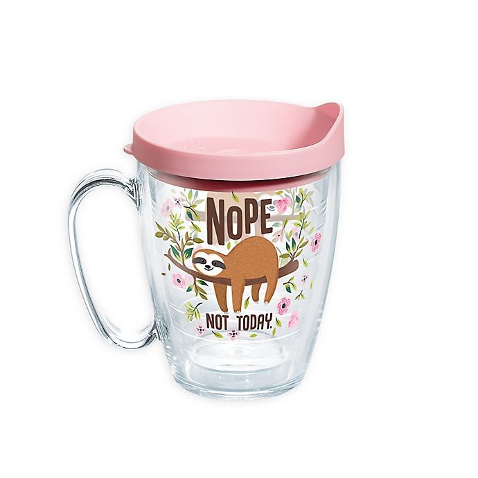 slide 1 of 1, Tervis Sloth Nope Not Today'' Mug with Lid'', 16 oz