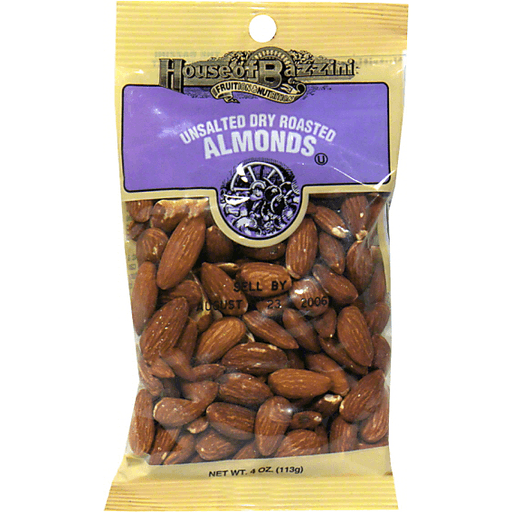 slide 1 of 1, House of Bazzini Unsalted Dry Roasted Almonds, 4 oz