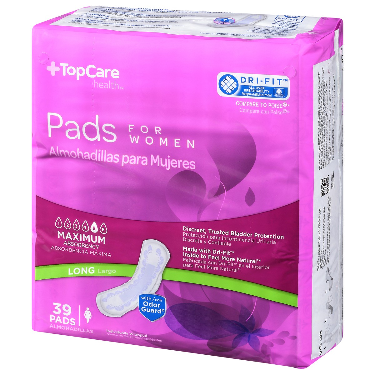 slide 12 of 15, TopCare Health Womens Maximum Long for Women Pads 39 ea, 39 ct