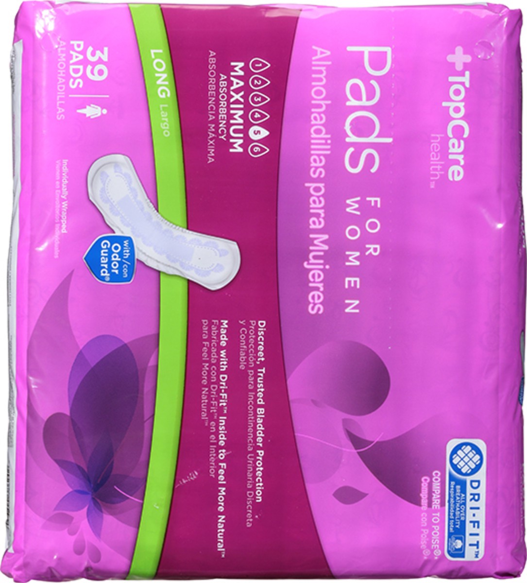 slide 13 of 15, TopCare Health Womens Maximum Long for Women Pads 39 ea, 39 ct