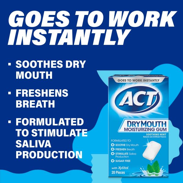 slide 12 of 25, ACT Dry Mouth Moisturizing Gum, 20 ct