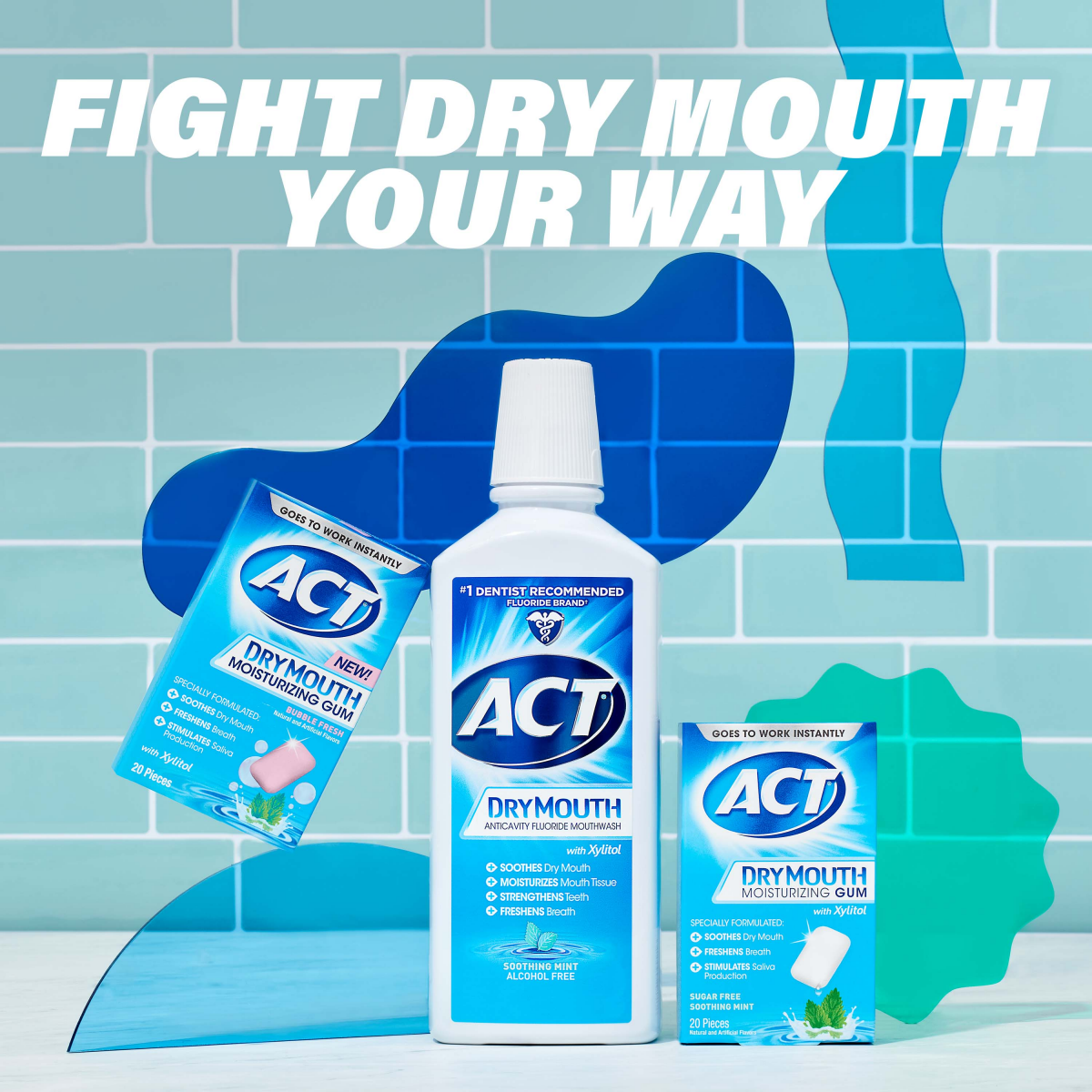 slide 25 of 25, ACT Dry Mouth Moisturizing Gum, 20 ct