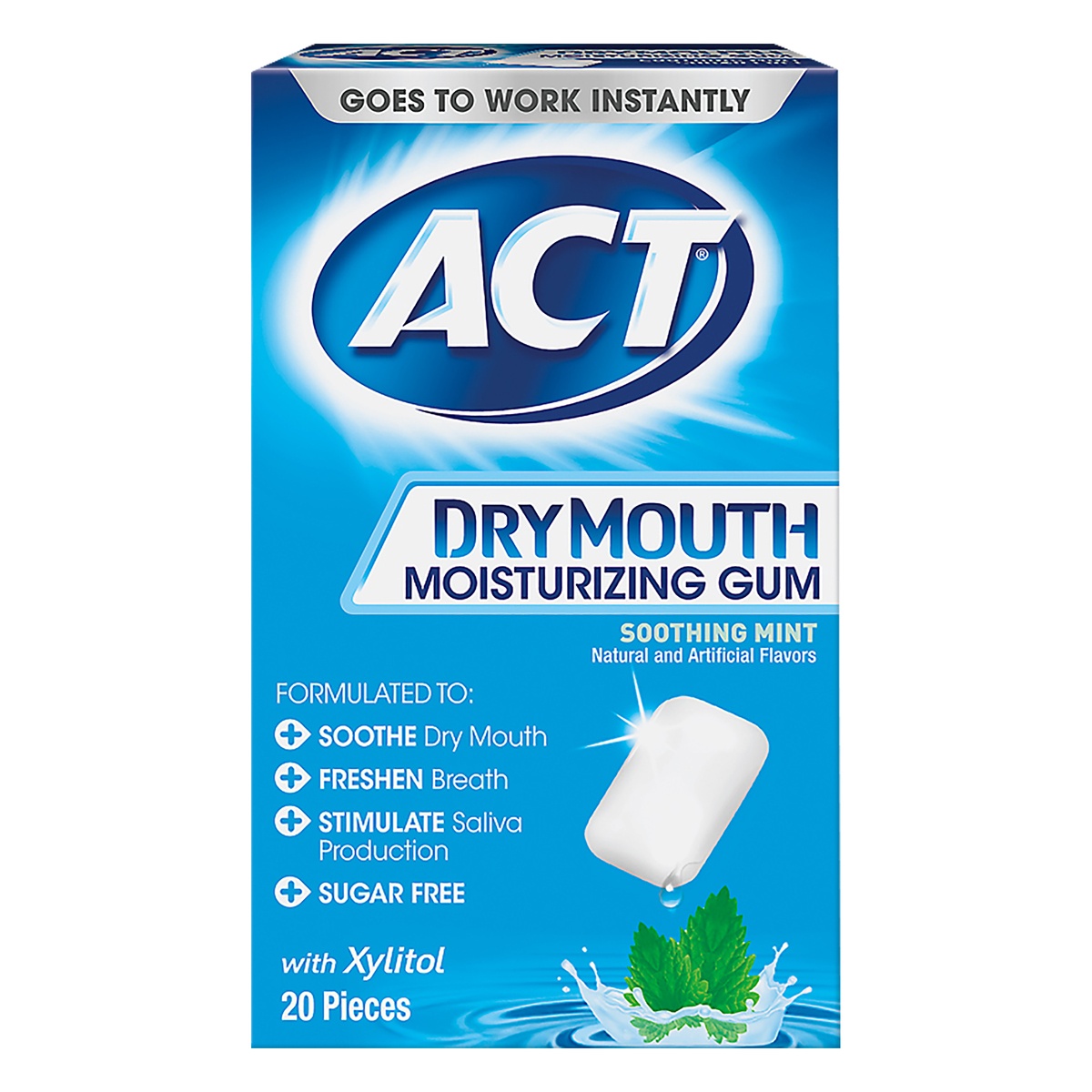 slide 1 of 1, ACT Dry Mouth Moisturizing Gum, 20 ct