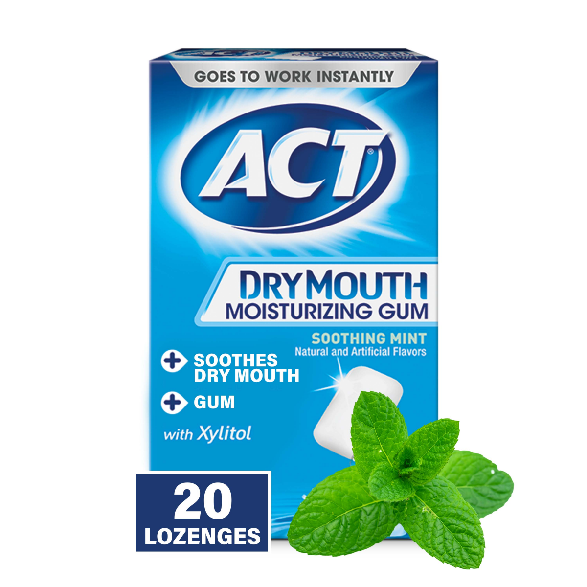 slide 1 of 25, ACT Dry Mouth Moisturizing Gum, 20 ct