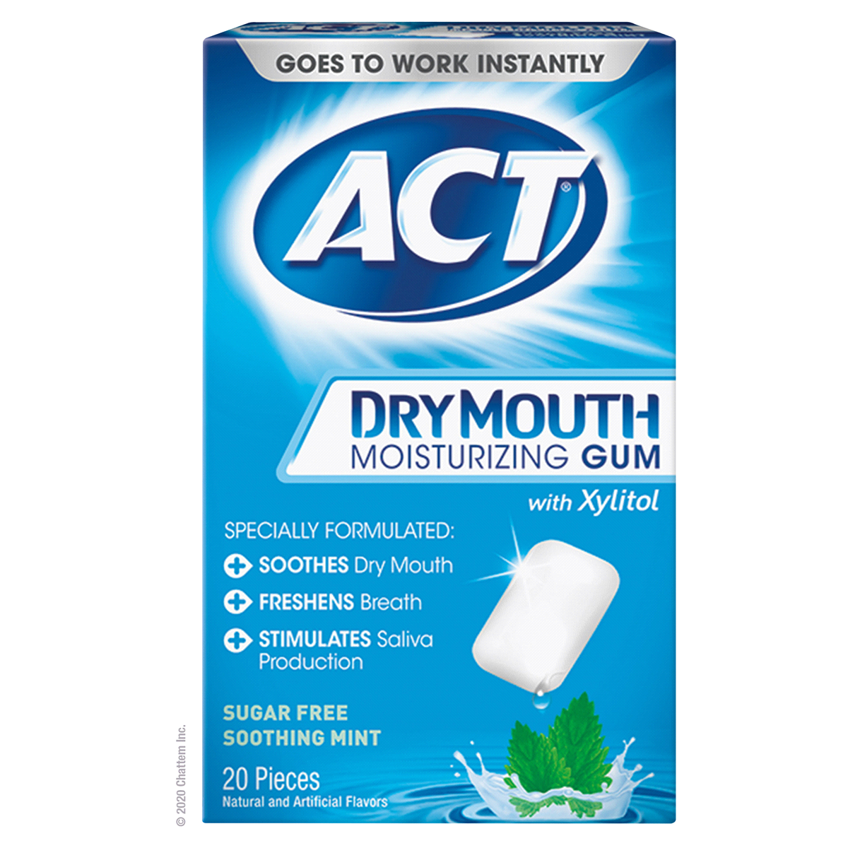 slide 1 of 2, ACT Dry Mouth Moisturizing Gum, 20 ct