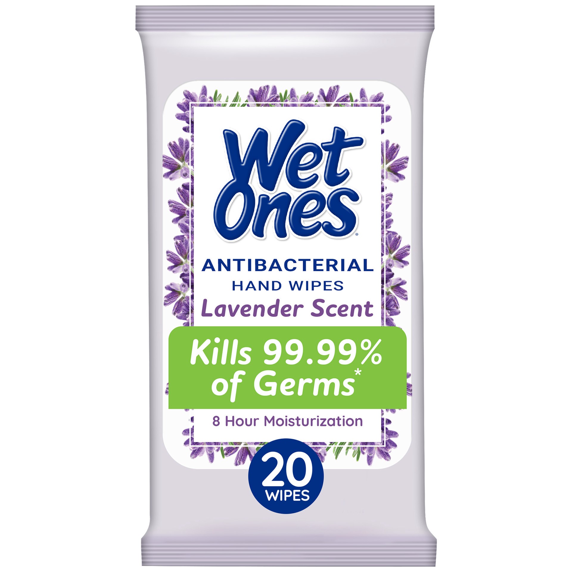 slide 1 of 9, Wet Ones Antibacterial Lavender Scent Hand Wipes 20 ea, 20 ct