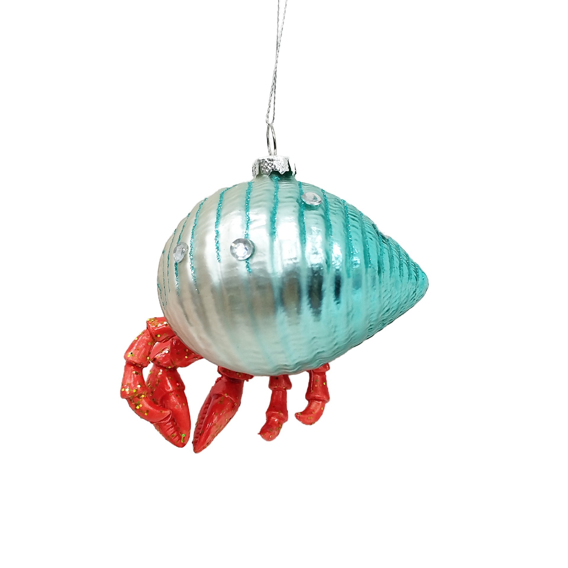 slide 2 of 2, 4" Red & Silver Hermit Crab Glass Ornament By Ashland, 4 in