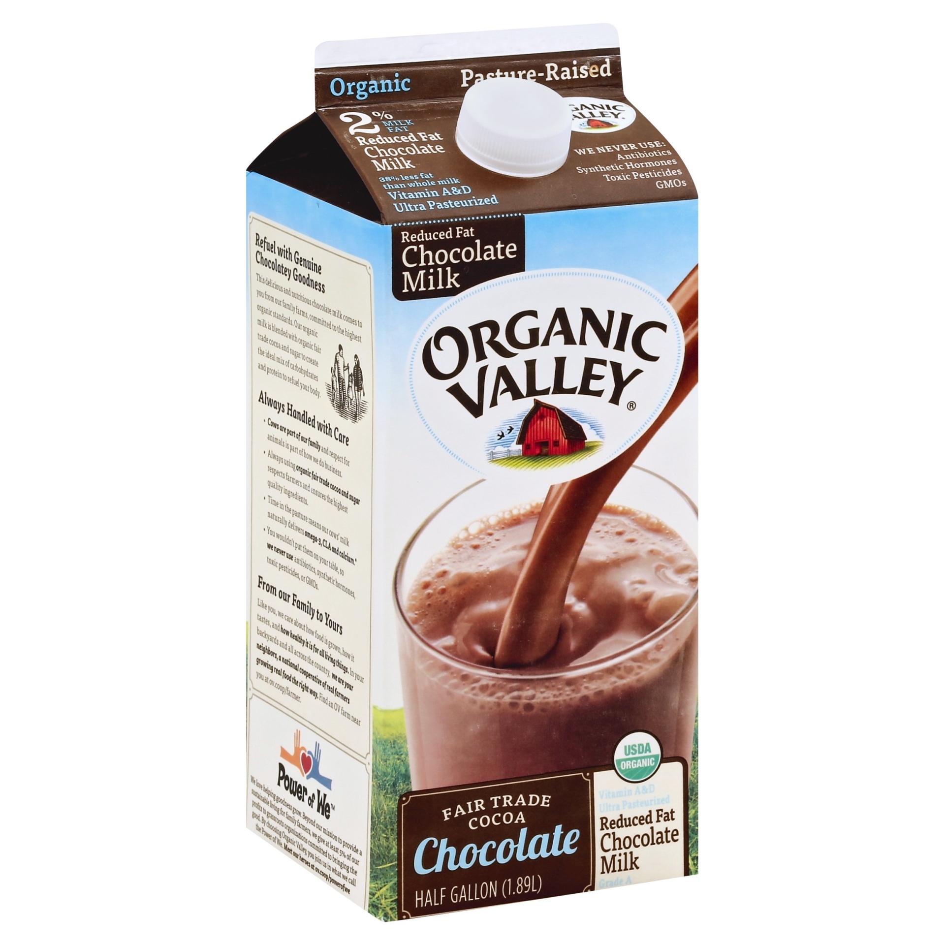 slide 1 of 3, Organic Valley 2% Reduced Fat Chocolate Milk, 1/2 gal