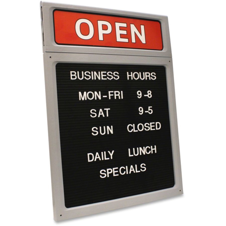 slide 6 of 6, Cosco Upscale "Open/Closed" Letterboard Sign, Black/Red/White, 20 in x 15 in