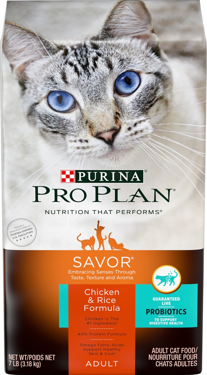 slide 3 of 6, Pro Plan Purina Pro Plan High Protein Cat Food With Probiotics for Cats, Chicken and Rice Formula, 7 lb