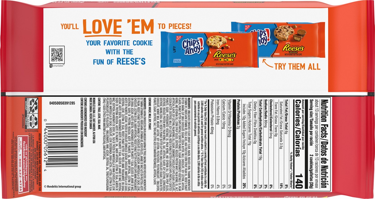 slide 15 of 15, CHIPS AHOY! Chewy Chocolate Chip Cookies with Reese's Peanut Butter Cups, Family Size, 14.25 oz, 14.25 oz