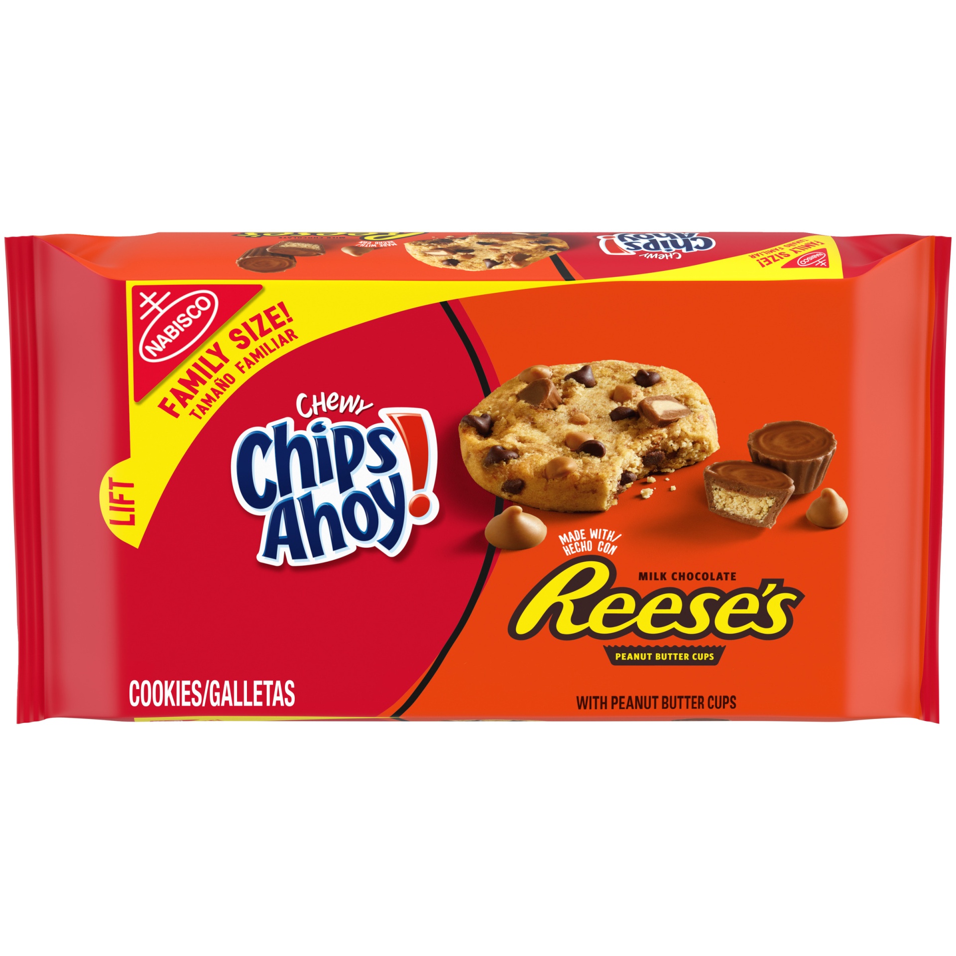 slide 1 of 8, Chips Ahoy! Chewy Reeses Peanut Butter Cups Family Size, 14.25 oz