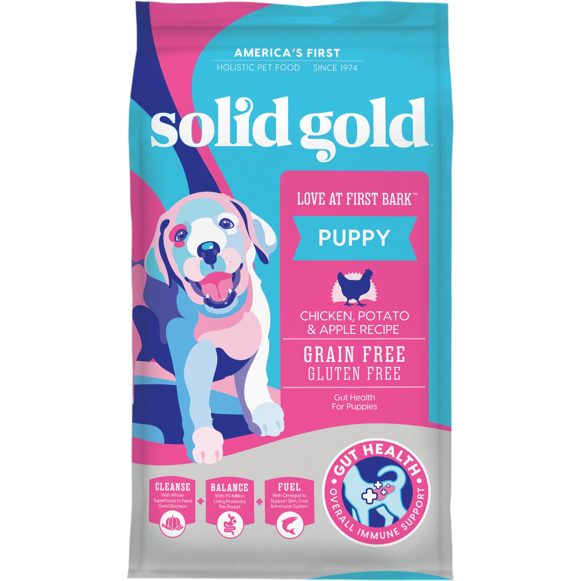 slide 1 of 1, Solid Gold Love At First Bark Chicken, Sweet Potato & Apple Grain Free Dry Puppy Food, 24 lb