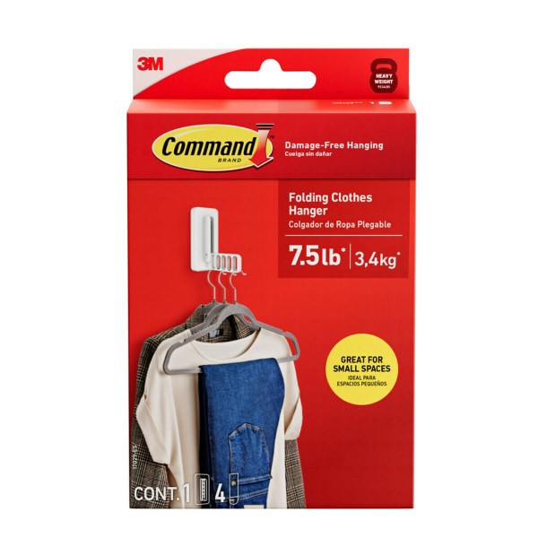 slide 1 of 7, 3M Command Folding Clothes Hanger, 1 ct