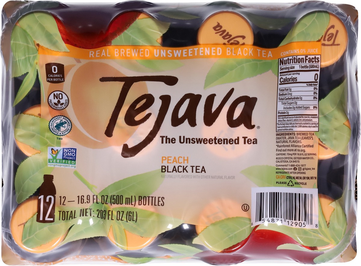 slide 4 of 13, Tejava 12/500ml Tejava Peach Black Tea, 12 ct