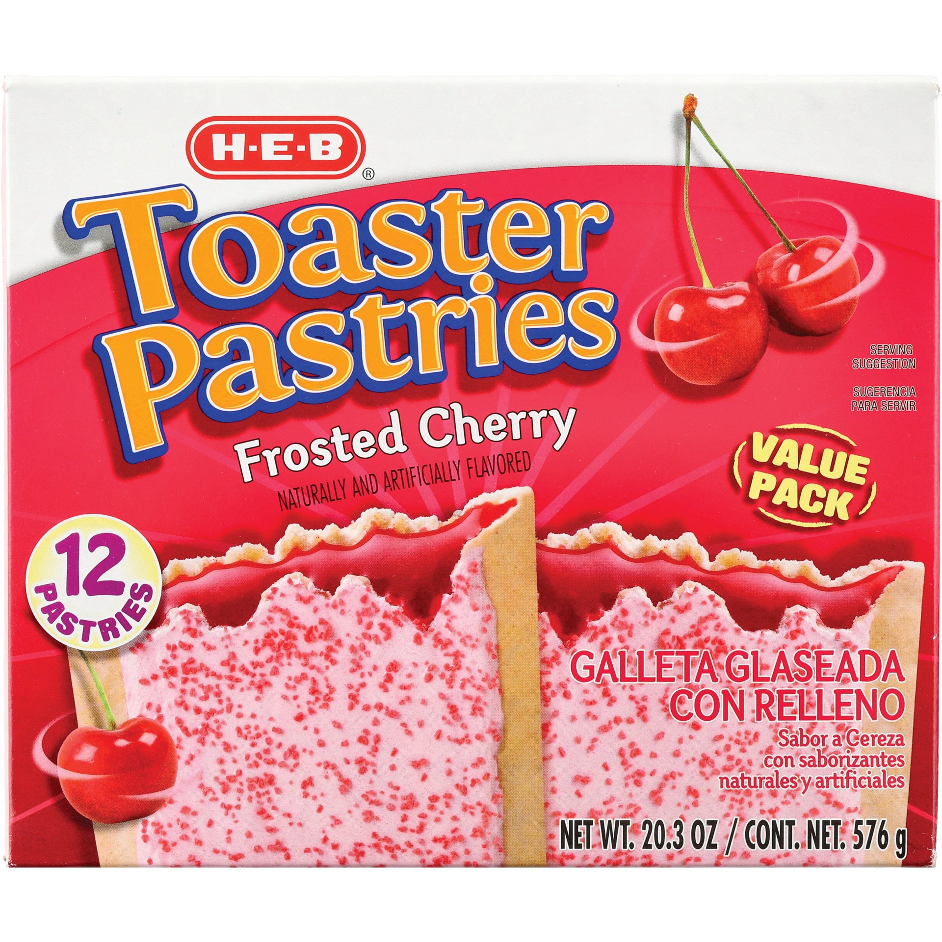 slide 1 of 1, H-E-B Frosted Cherry Toaster Pastries Value Pack, 12 ct
