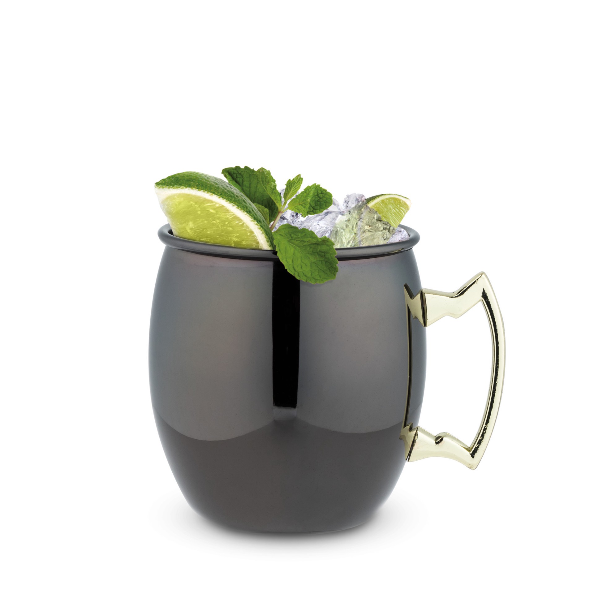 slide 2 of 5, True Moscow Mule Mug Set of 2, Stainless Steel, Black & Gold Finish, Holds 16 oz, Cocktail Drinkware, 1 ct