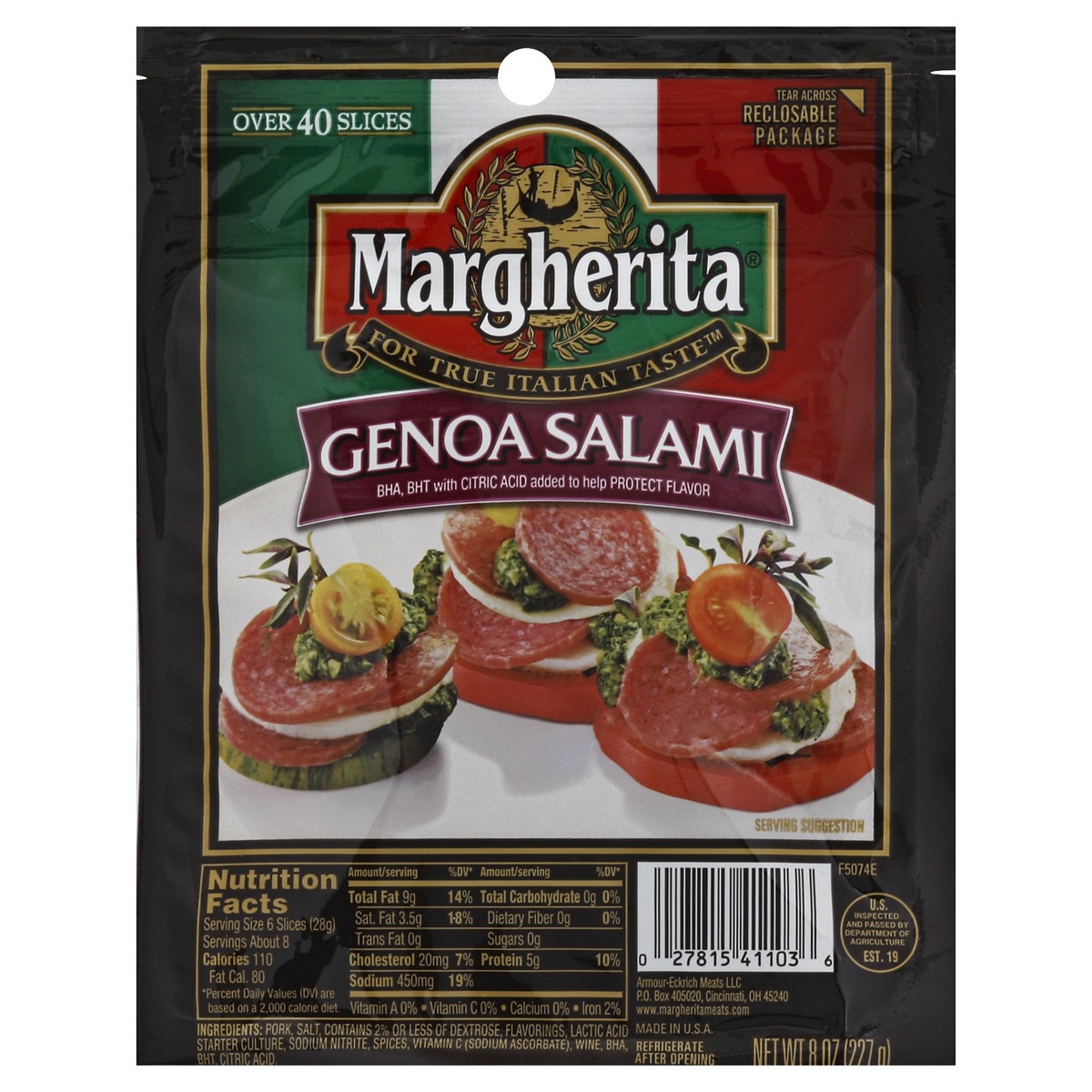 slide 4 of 4, Margherita Sliced Genoa Salami, 8 oz, 8 oz