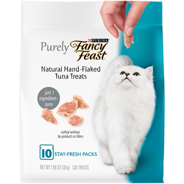 slide 1 of 7, Fancy Feast Purina Fancy Feast Natural Cat Treats, Purely Natural Hand-Flaked Tuna, 