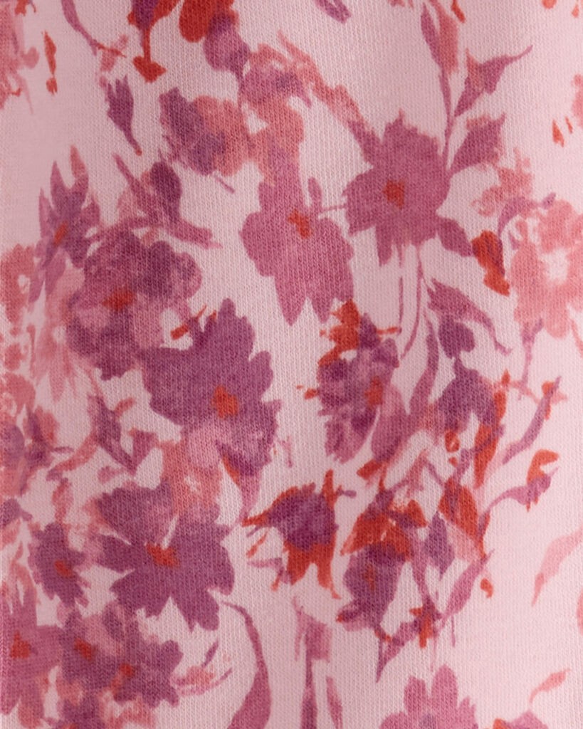 slide 3 of 3, Oshkosh Girls Floral Fleece Drawstring Joggers - Pink Pink Floral 6-6X, 1 ct