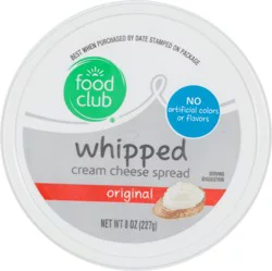 Food Club Whipped Plain Cream Cheese Spread 8 oz