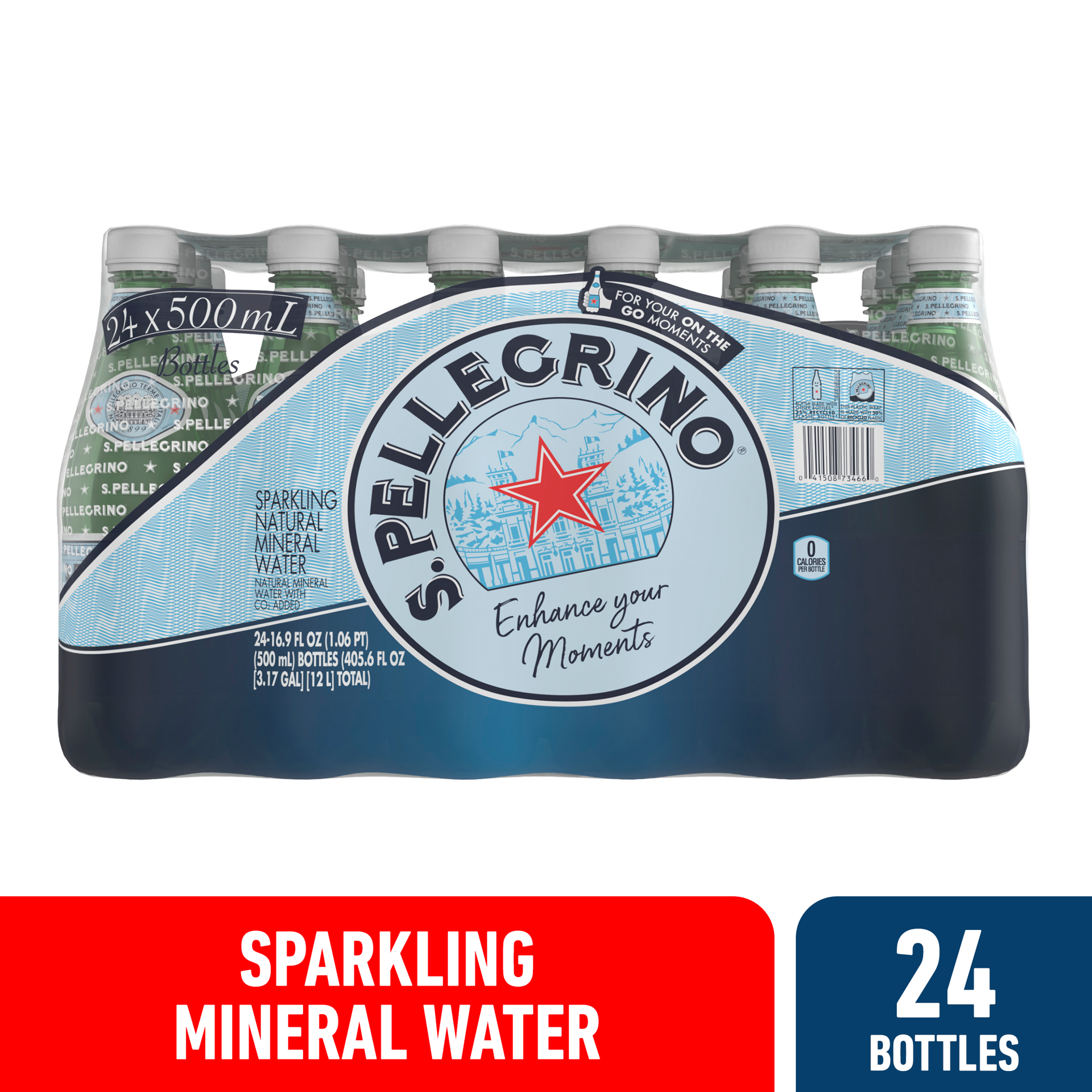 slide 1 of 1, S.Pellegrino Sparkling Natural Mineral Water, Plastic Bottles, 24 Count, 405.6 oz