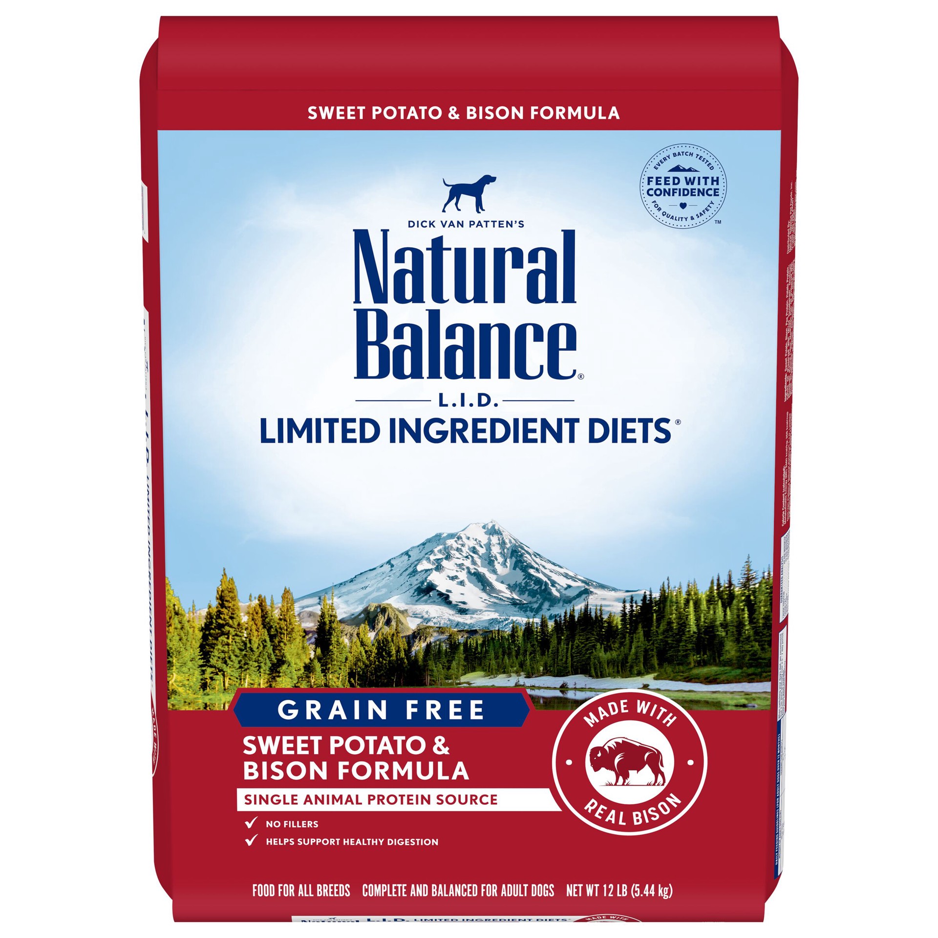 slide 1 of 5, Natural Balance L.I.D. Limited Ingredient Diets Sweet Potato & Bison Formula, Dry Dog Food, 12lb Bag, 12 lb
