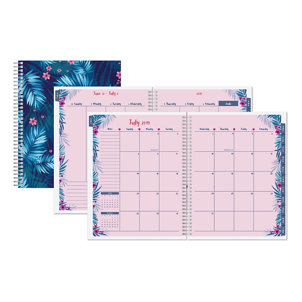 slide 1 of 1, Office Depot Brand Weekly/Monthly Academic Planner, 4'' X 6'', Victorian Aura-Palms, July 2019 To June 2020, 1 ct
